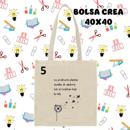 Bolsa crea Tamaño 40x40  personalizado día del profesor/a