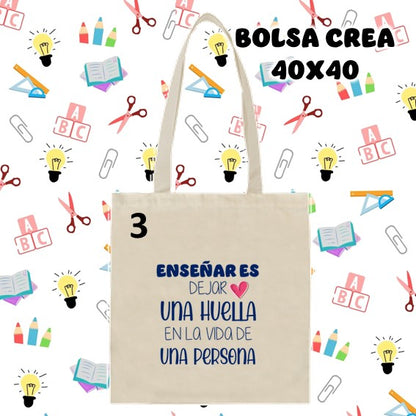 Bolsa crea Tamaño 40x40  personalizado día del profesor/a