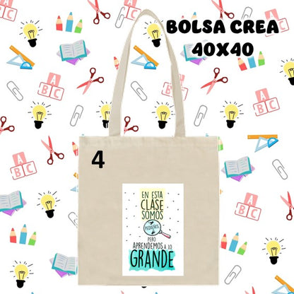 Bolsa crea Tamaño 40x40  personalizado día del profesor/a