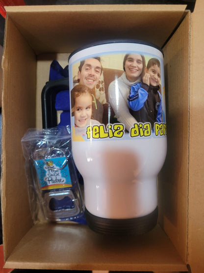 Pack de regalo Mug térmico personalizable mas llavero destapador